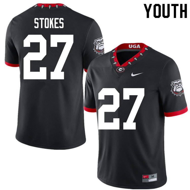 Georgia Bulldogs Youth Eric Stokes #27 Black 2020 Mascot 100th Anniversary Stitched College UGA Football Jersey 23OV012CM